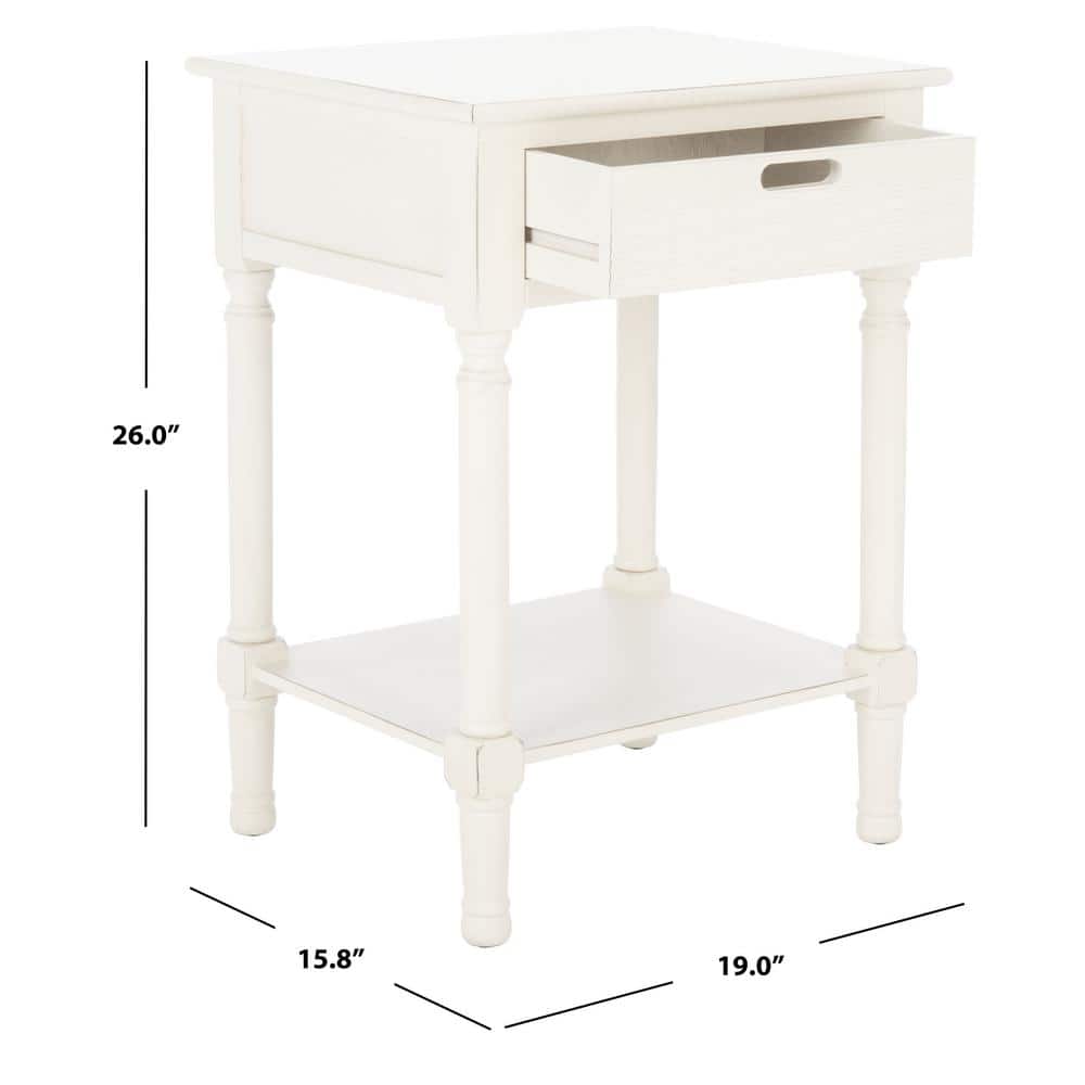 Landers Farmhouse Chic Distressed White 1-Drawer Accent Table