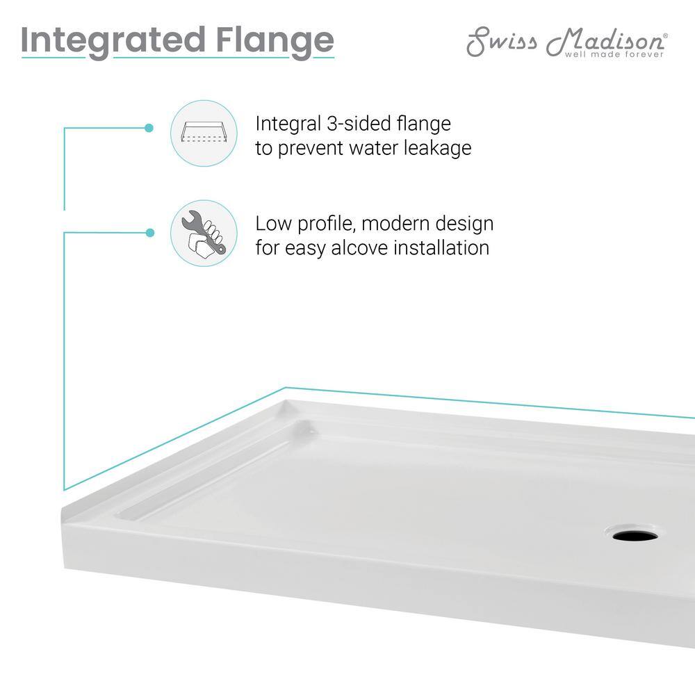 Carre 48" x 36" White Acrylic Single-Threshold Shower Base