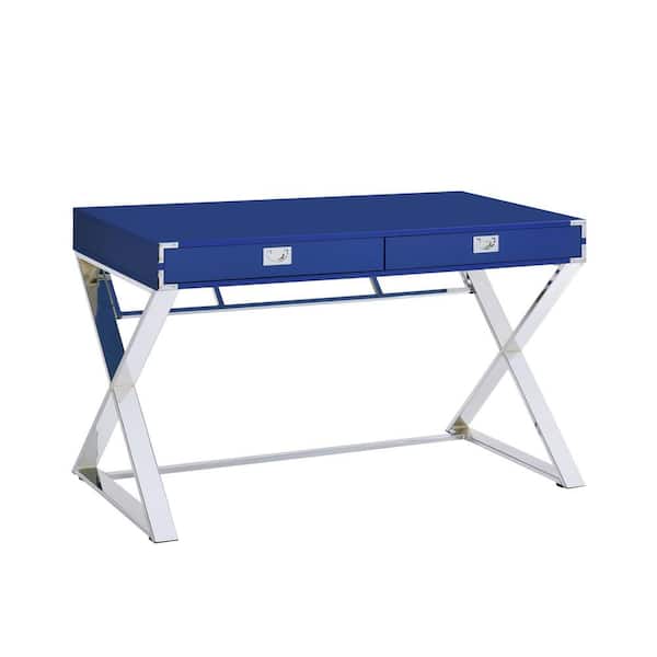 Picket House Furnishings Estelle 47 in. Rectangle Blue Metal 2 Drawer Computer Desk