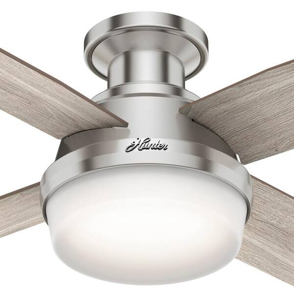 Hunter Dempsey 44 In Low Profile Led Indoor Brushed Nickel Ceiling Fan With Light Kit And Universal Remote 50282 The Home Depot - Hunter 44 Dempsey Brushed Nickel Ceiling Fan With Light Kit And Remote