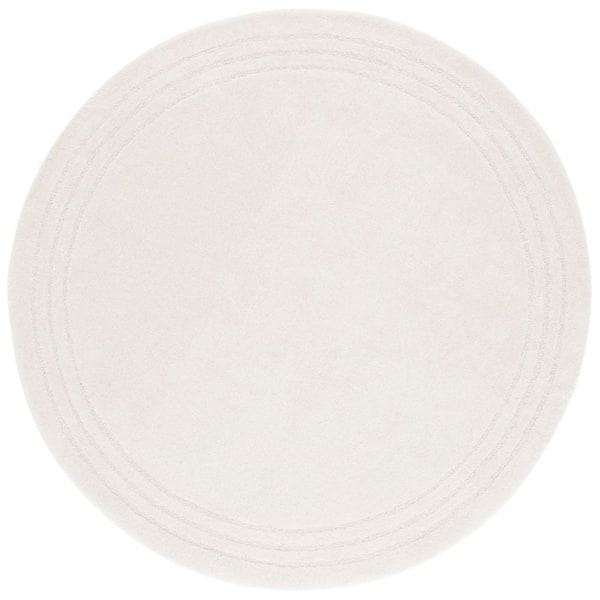 Metro 6 ft. x 6 ft. Ivory Solid Border Round Area Rug