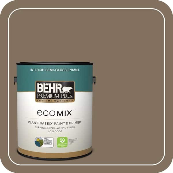 1 gal. #PPU5-04 Mocha Latte Semi-Gloss Enamel EcoMix Plant-Based Interior Paint & Primer