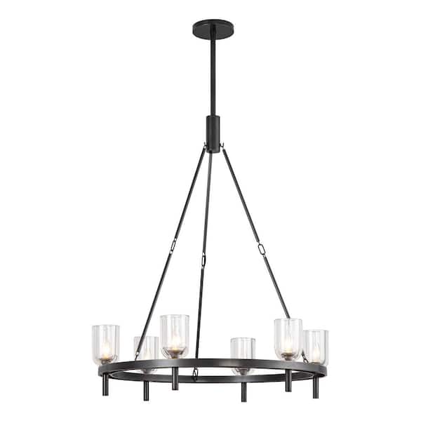 ALORA Lucian 32 in. 6-Light 60-Watt Clear Crystal/Urban Bronze Chandelier