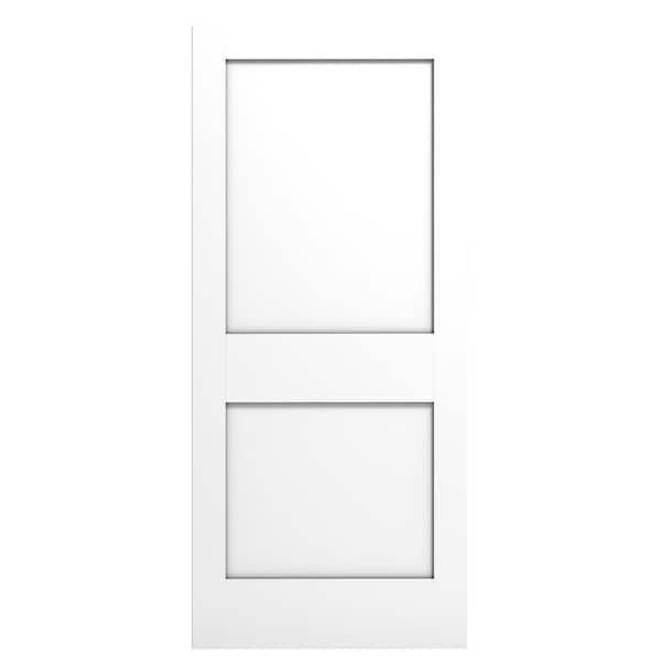 3068 36 in. W x 80 in. H 2 Panel Square Shaker Flat Core White Primed MDF Wood Interior Door Slab