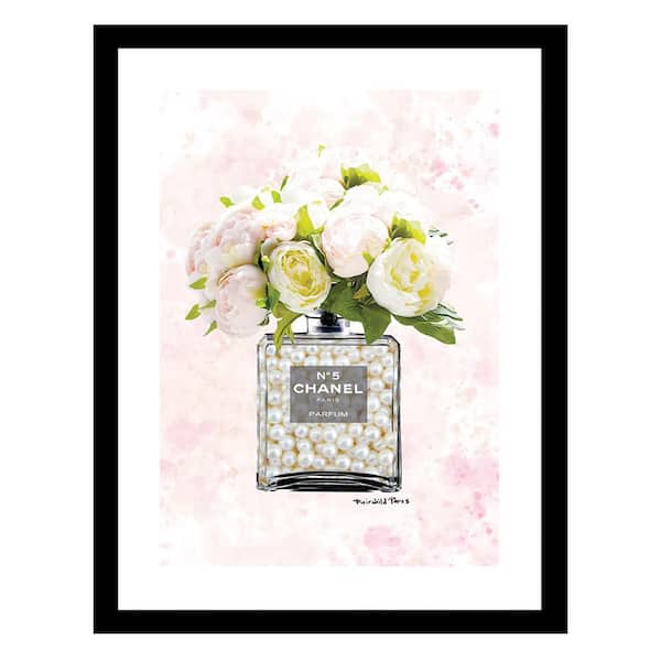 VENICE BEACH Collections Fashion Floral Pearl Glam Perfume Bottle by Fairchild Paris 1 Piece Framed Graphic Print 18 in. x 14 in.