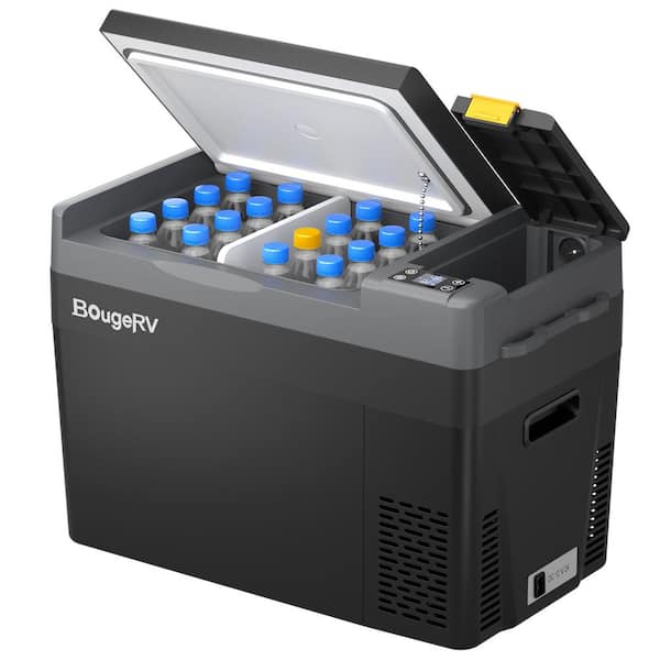 BougeRV 30 qt. 12-Volt Refrigerator 30 qt. 12-V Car Fridge Portable Freezer -8℉~50℉ Compressor Cooler with 12V/24 DC 110-240 AC
