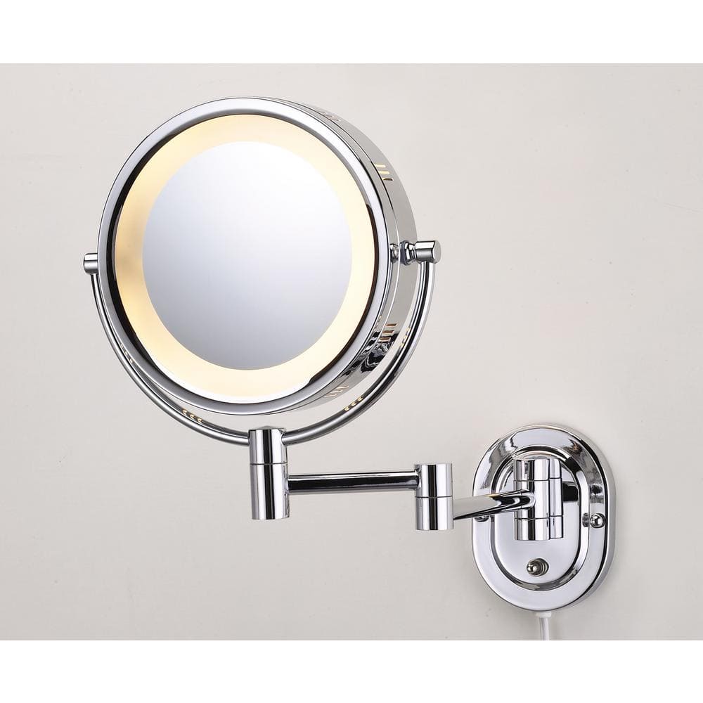 Jerdon HL65CD 8-Inch Lighted Direct Wire Wall Mount Makeup Mirror with 5x M - 1