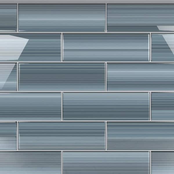 Deep Ocean Glass Tile for Kitchen Backsplash and Showers (3 in. x 6 in. Sample - 0.125 sq. ft. /Piece)