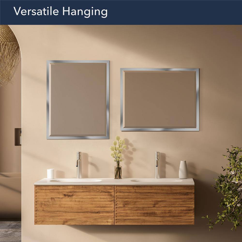 Modern Kids 24"x30" Stainless Steel Chrome-Finished Bathroom Vanity Mirror