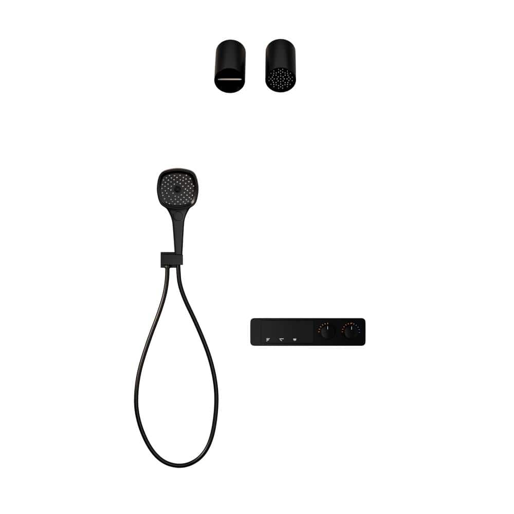 3-Spray Dual Handheld Wall Mounting Shower Head Fixed Shower Combo Set With Hand Shower 2.64GPM in Matte Black