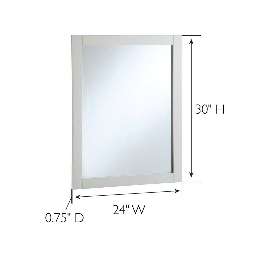 Shorewood 30-Inch White Wood Framed Rectangular Mirror