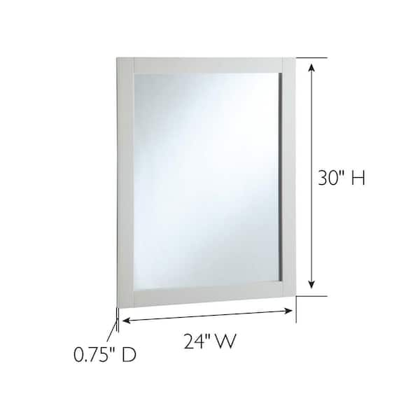 Design House Shorewood 24-in W x 30-in H White Rectangular Framed Bathroom Vanity Mirror