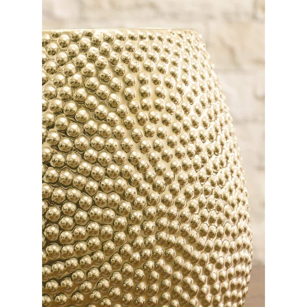 Elegant Goldtone Ceramic Bouquet Vase 8"x8"