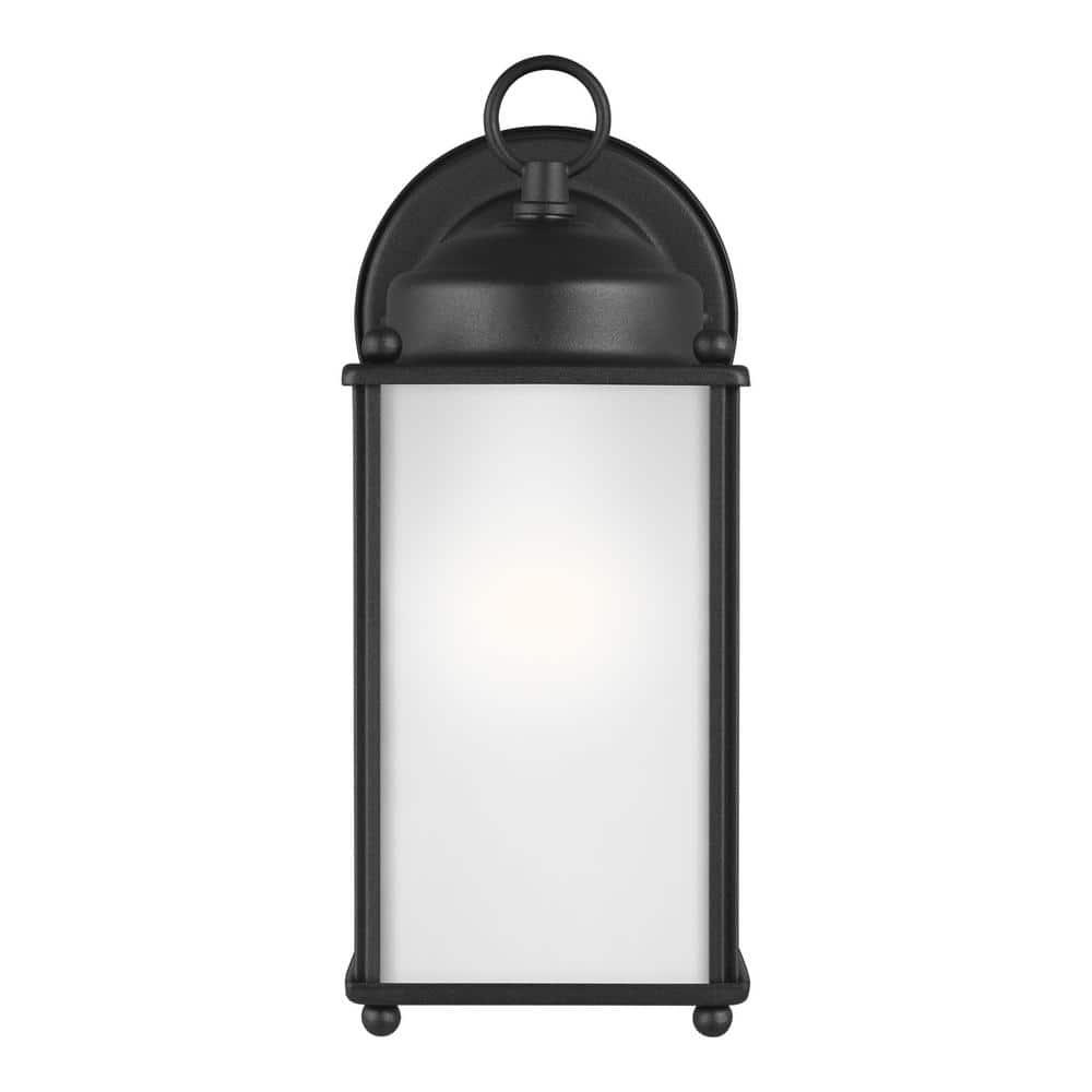 Black Satin Etched Glass Outdoor Wall Lantern