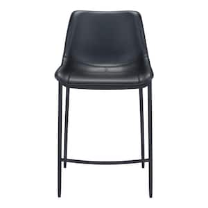 29.9 in. Black Low Back Metal Bar Chair with Upholstery Seat Set of 2