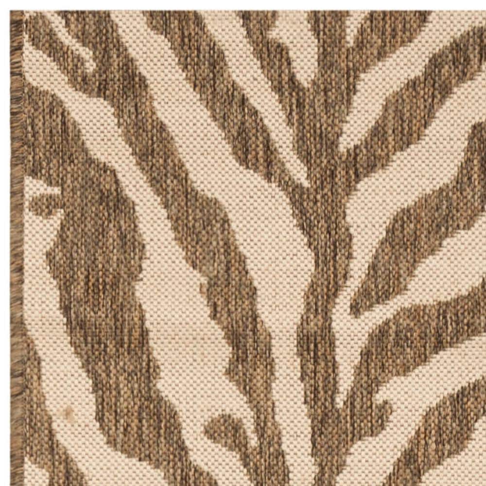 Cream and Beige Striped Indoor/Outdoor Runner Rug, 2' x 8'