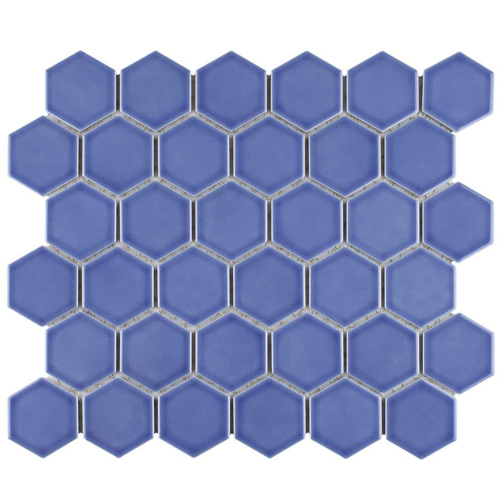 Tribeca 2 in. Hex Glossy Periwinkle 11-1/8 in. x 12-5/8 in. Porcelain Mosaic Tile (10.0 sq. ft./Case) price history on PriceWatchPro