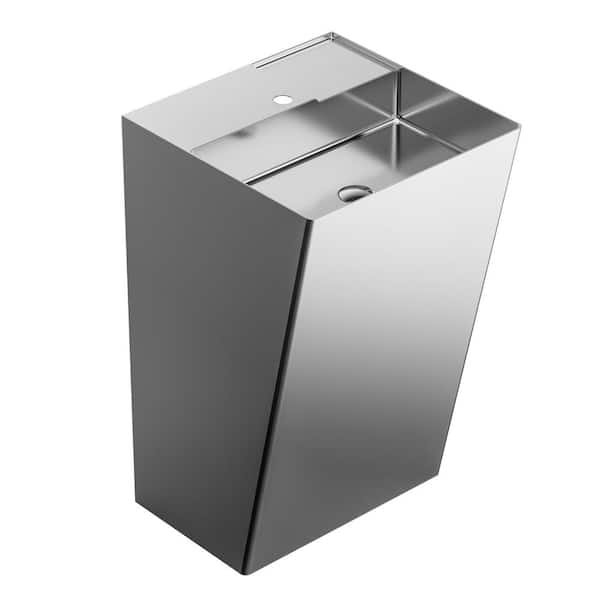 Karran CCP500 32-3/4 in. Stainless Steel Pedestal Sink in Stainless Steel