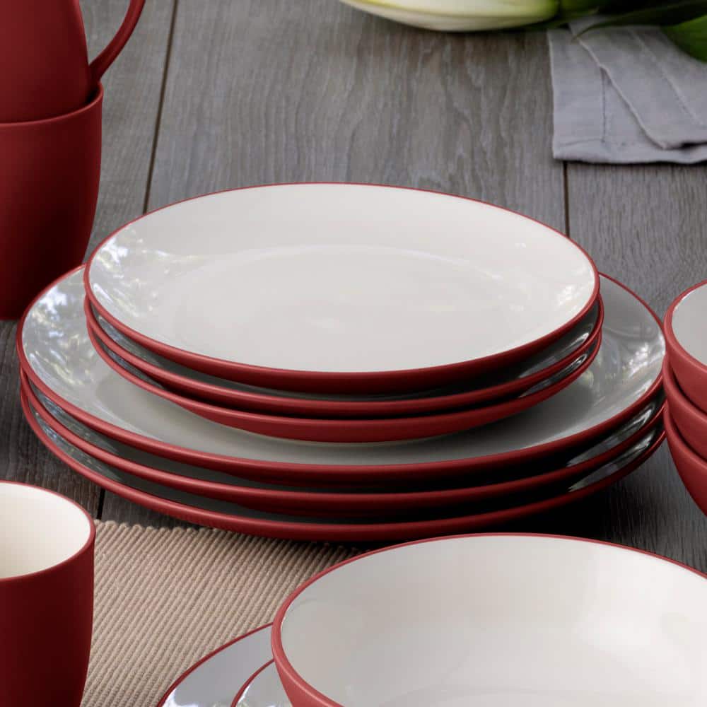 Raspberry Ceramic Coupe Salad Plates, Set of 4