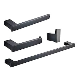 Stainless Steel Series 4-Piece Bath Hardware Set with Toilet Paper Holder in Black