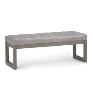 Casey 48 in. Ottoman Bench in Distressed Grey Taupe Faux Air Leather