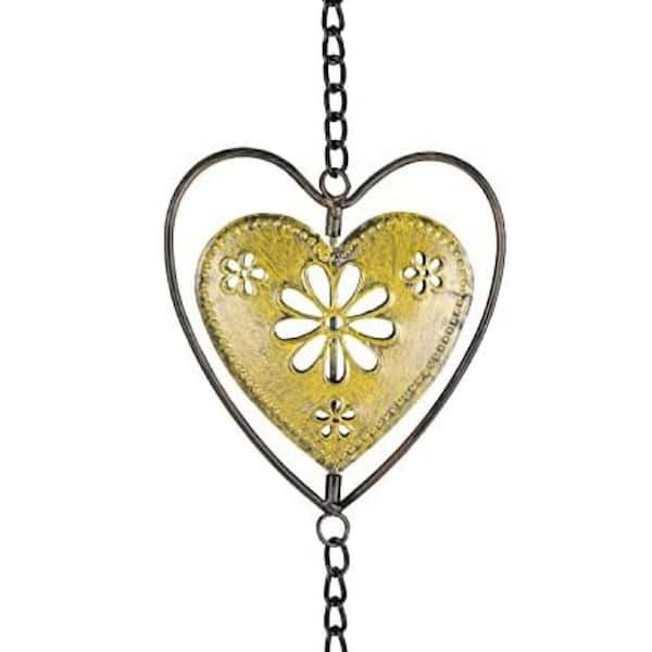 Love Heart Rain Chains 8.5 ft. Durable Iron Decorative Garden Rainwater Catcher Downspout Gutter Diverter
