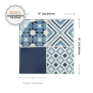 Vintage Calvi Blue 9 in. x 9 in. Vinyl Peel and Stick Tile (2.22 sq. ft. / 4 pack)