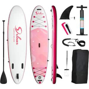 120 in. Summer New Inflatable Stand Up Paddle Board for All Skill Levels, with Accessories, Backpack, Pink, Surf Control