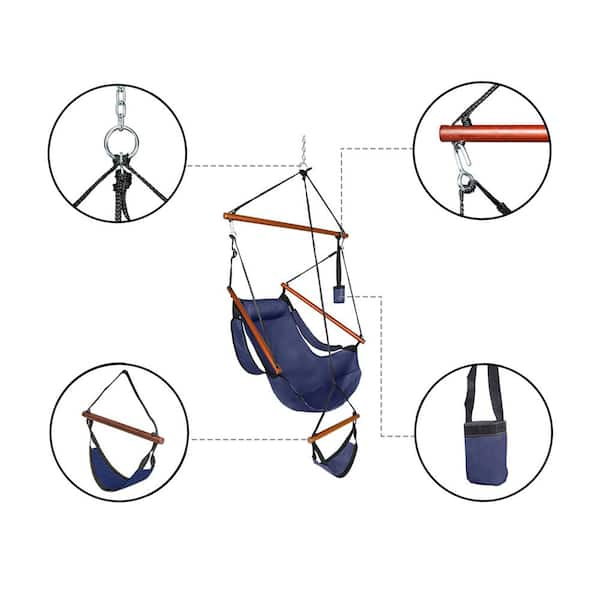 Winado 36.3 in. Portable Hammock Rope Chair Outdoor Hanging Air