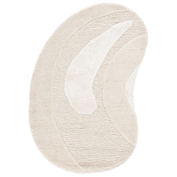 Novelty 2 ft. x 3 ft. Ivory/Beige Abstract Curved Specialty Area Rug