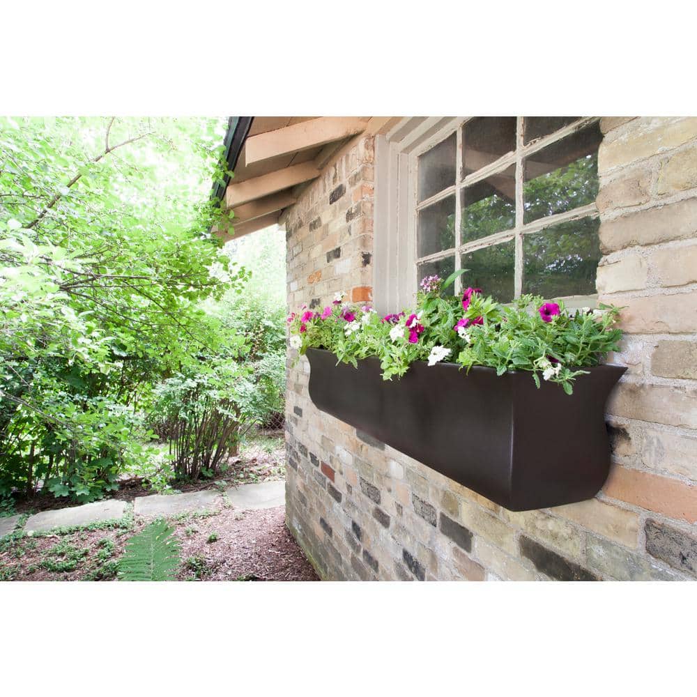 Valencia 4ft Espresso Brown Tulip-Shaped Self-Watering Window Box