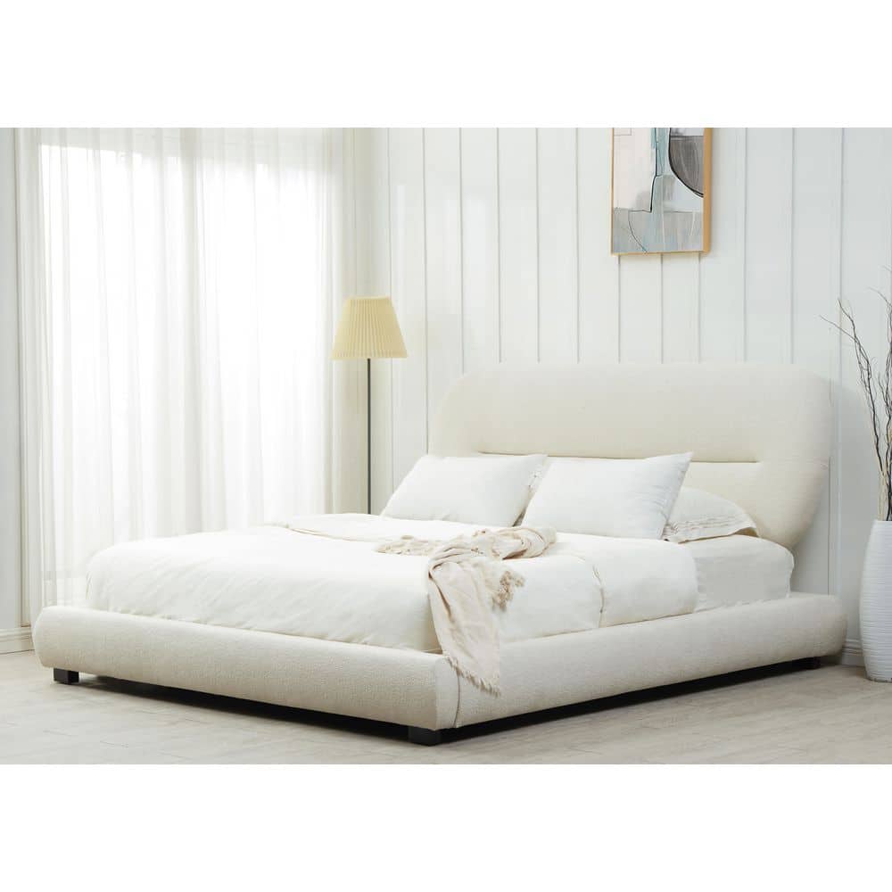 Thalia Beige Wood Frame King Panel Bed price history on PriceWatchPro