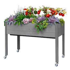 21 in. x 47 in. x 32 in. H Self-Watering Gray Spruce Wood Planter