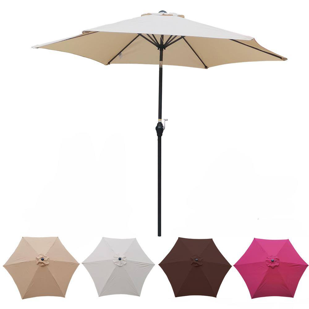 9 ft. Steel Market Crank and Tilt Patio Umbrella in Tan LWM-PU6322TA ...