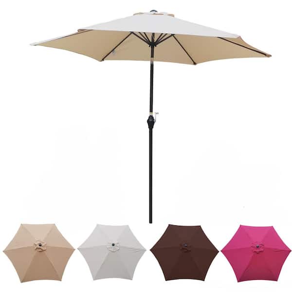 Unbranded 9 ft. Steel Market Crank and Tilt Patio Umbrella in Tan