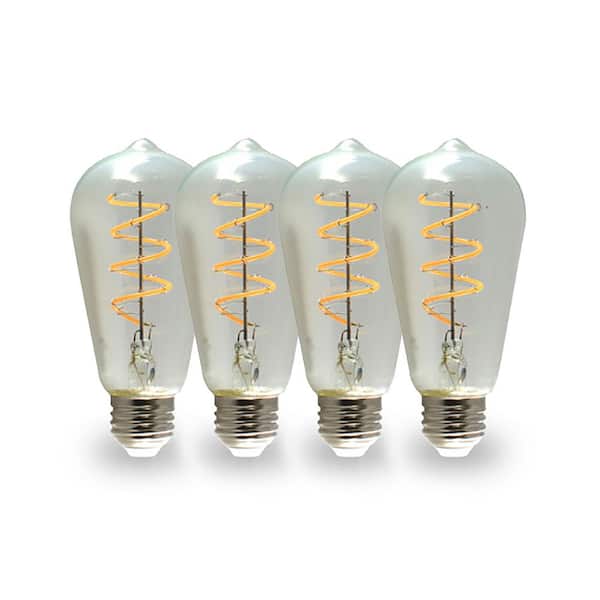 NorbCOZY 4W Equivalent Relaxing ST19 2200K Dimmable Clear Spiral Vintage Edison Cozy LED Light Bulb (4-Pack)