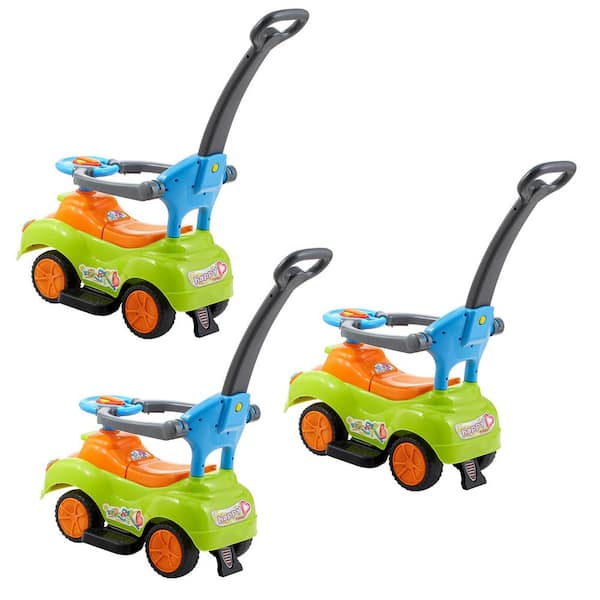 Ride-On Push Car for Toddlers Aged 19-36 Months, Buggy with Safety Guardrails, Green Foot-to-Floor Walker for Kids
