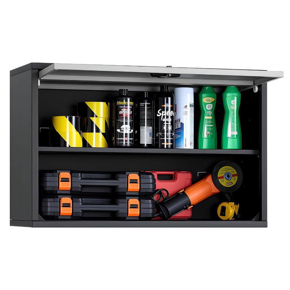 Metal Wall Cabinet 27.56x12.01x19.69 in, Up-Flip Door, Shelf, 240 Lbs Capacity, Floating Tool Cabinet price history on PriceWatchPro