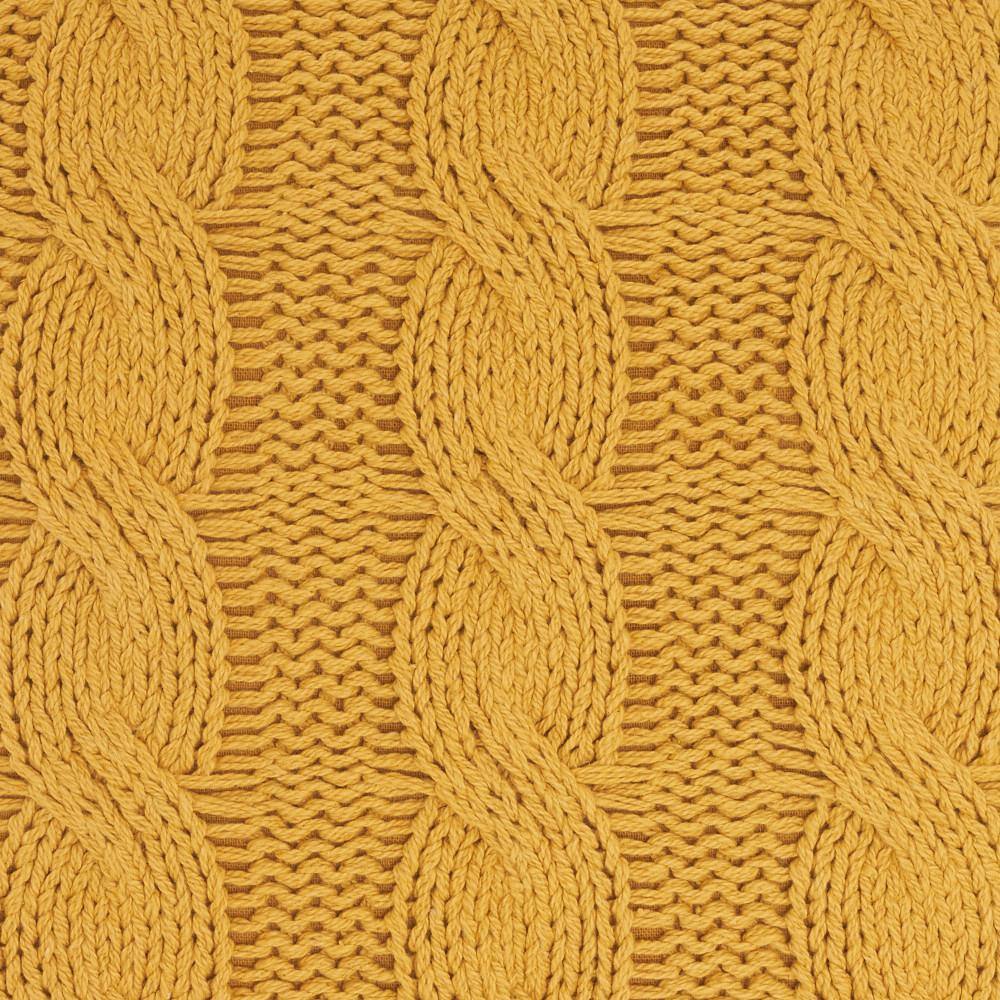 Yellow Cotton Knitted 18" Square Throw Pillows Set of 2