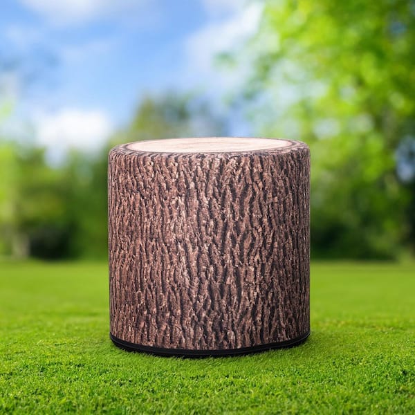Outdoor / Indoor Wood-Style Pouf Ottoman, Stool for Patio, Office, Classroom or Home Living Space