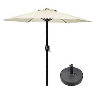 7.5 ft. Steel Market Tilt Patio Umbrella in Beige with Free Standing Base