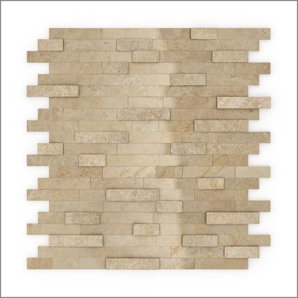 SpeedTiles Moony Dark Beige 11.77 in. x 11.57 in. x 8 mm Stone Peel and Stick Wall Mosaic Tiles (5.68 sq.ft./6 Pack)