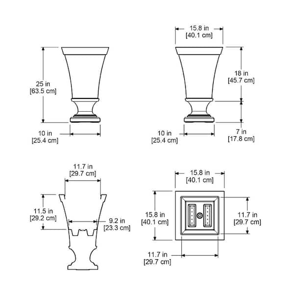 Vienna 25 in. Tall Self-Watering Espresso Polyethylene Urn Planter