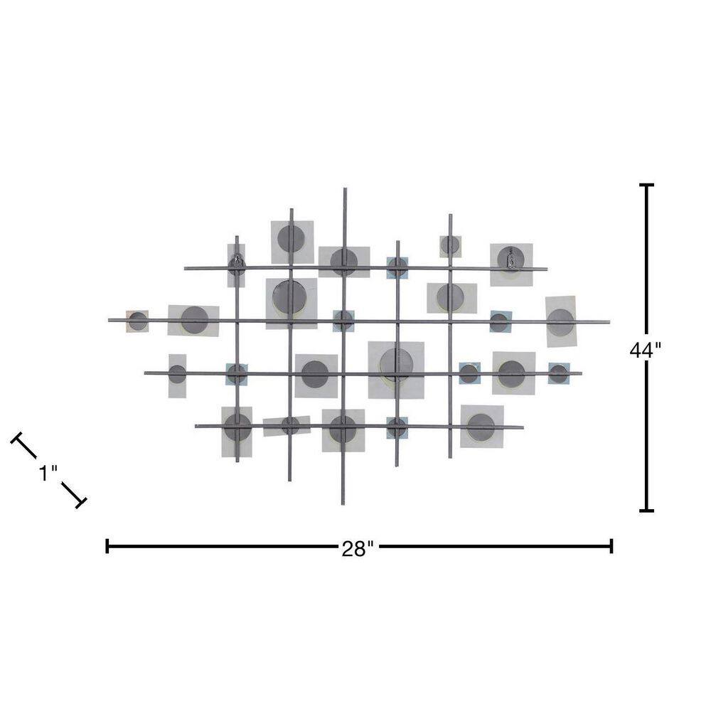 Elegant Geometric Black Iron Mirror Wall Art, 28" x 44"