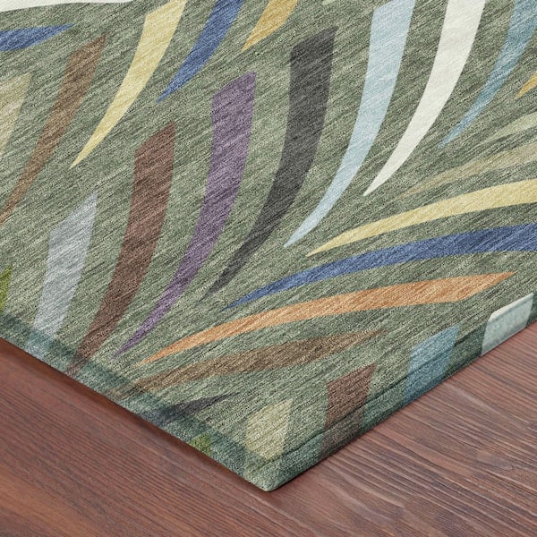 Chantille Machine Washable Indoor/Outdoor Abstract ACN2475 Basil 9 ft. x 12 ft. Area Rug