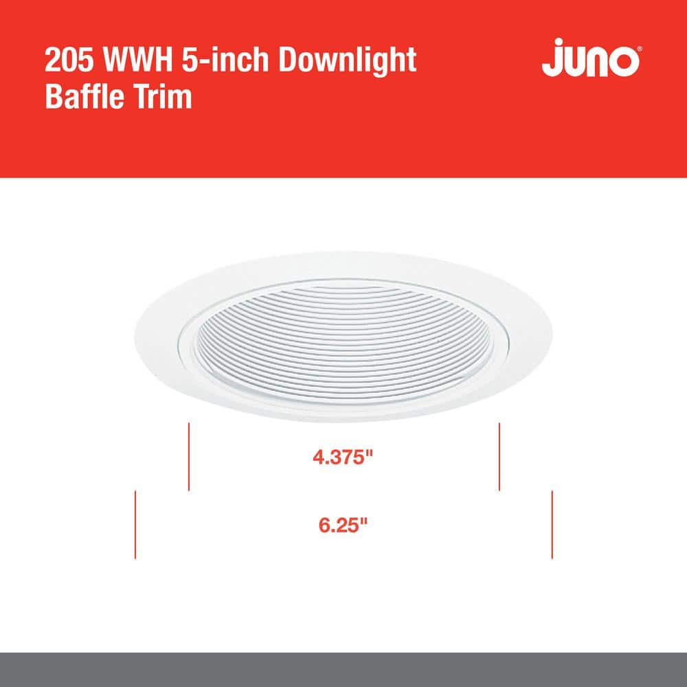 White 5-Inch Metal Baffle Recessed Down Light Trim