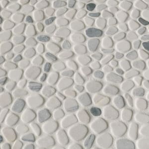 Black and White Pebbles 12 in. x 12 in. x 10 mm Tumbled Marble Mosaic Tile (0.9 sq. ft. /Each)