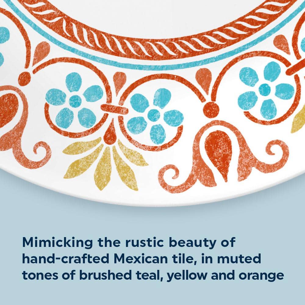 Terracotta Dreams Multicolor Floral Glass Dinnerware Set, Service for 4
