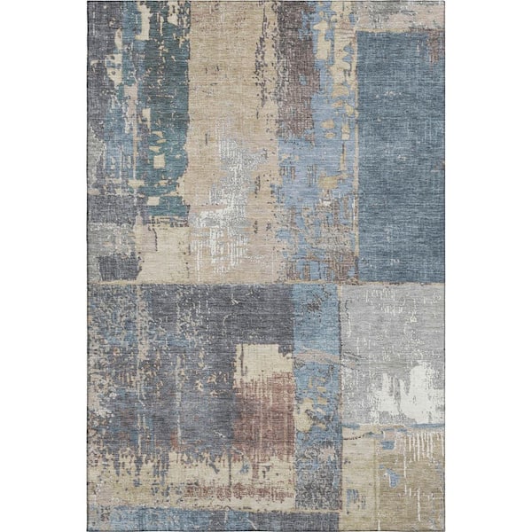 Mayfield Premium Machine Washable Abstract AMF1866 Beige 3 ft. x 4 ft. Area Rug