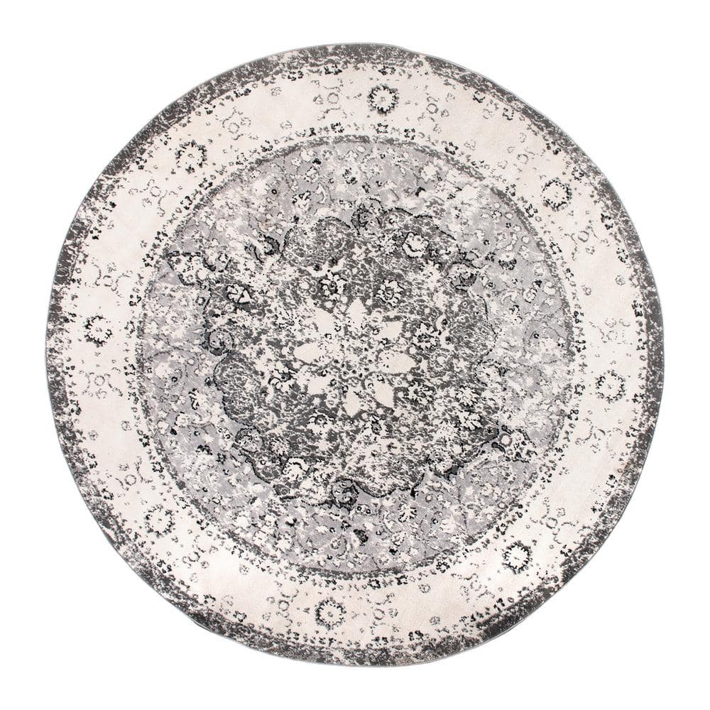 Monaco Gray 8 ft. Round Traditional Medallion Area Rug price history on PriceWatchPro
